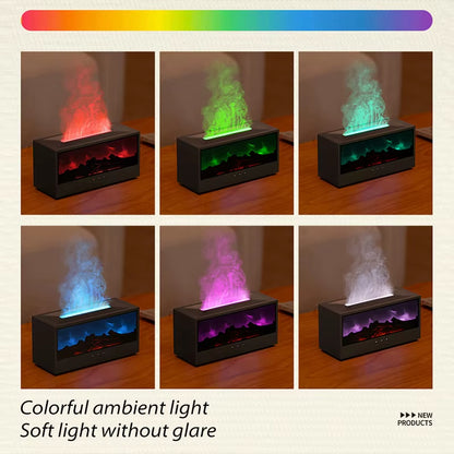 Fireplace Air Humidifier Waterless Auto-Off Aroma Essential Oil Diffuser with LED Light & Remote Control for Home Creative Gift