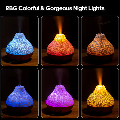  300ML Volcano Mist Diffuser – Air Purifier & Freshener with 7-Color LED Night Light