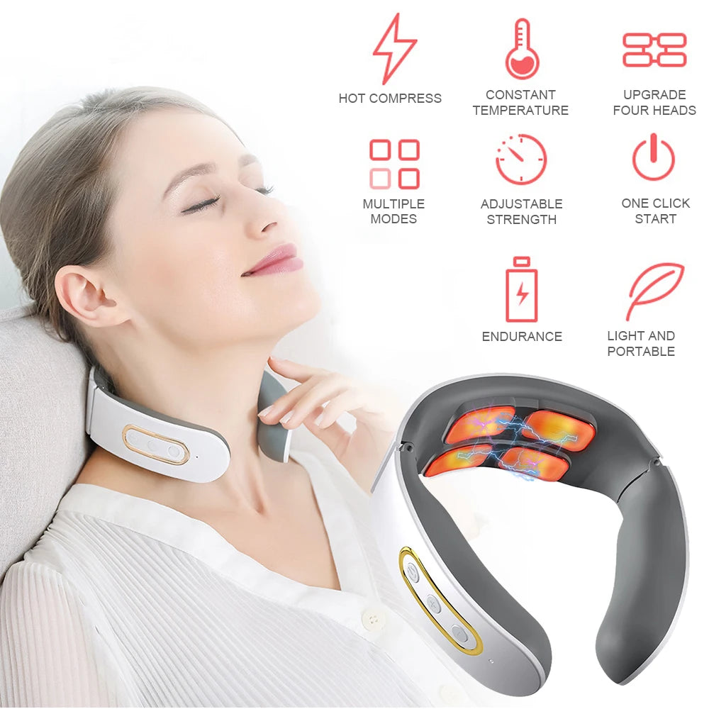 Electric Neck and Shoulder Pulse Massager 6 Mode 9 Levels 